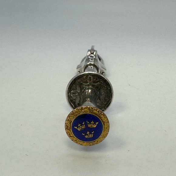 Vintage Olive Tongs Swedish American Line Ship Three Crown Enamel Silver… - Picture 13 of 16